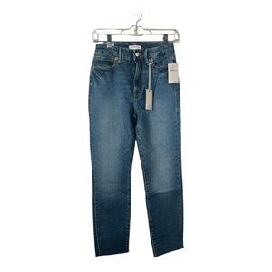 Good American Good Classic Raw Hem High Waist Slim Jeans in Blue940 Size…